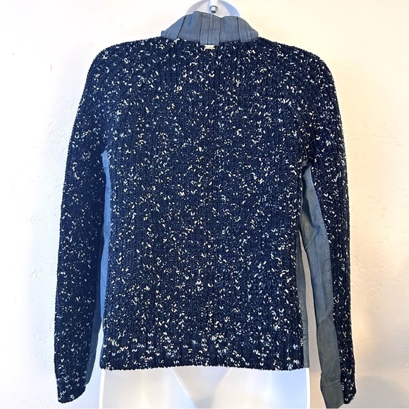 ST JOHN Mixed Media Santana Knit and Chambray Trimmed Zippered Jacket Size S - Picture 5 of 13